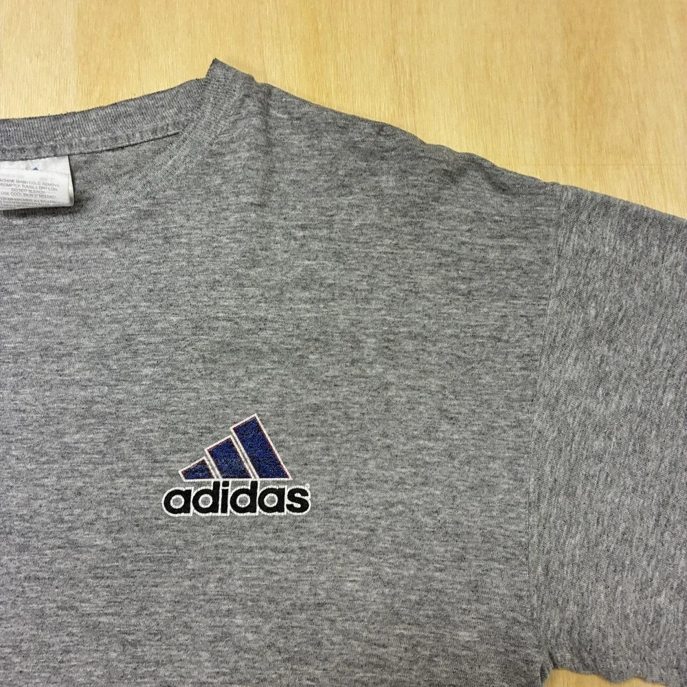 Vintage Adidas Shirt Mens Large Gray Graphic Logo Sports Tee T-Shirt USA